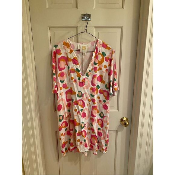 Emily McCarthy Savannah Caftan Dress in Spring Mix Spot Cheetah XS - Picture 2 of 7